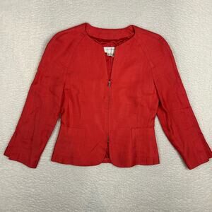 Zara Woman Size 4 Blazer Salmon Pink 3/4 Sleeve Pockets Preppy Office Business